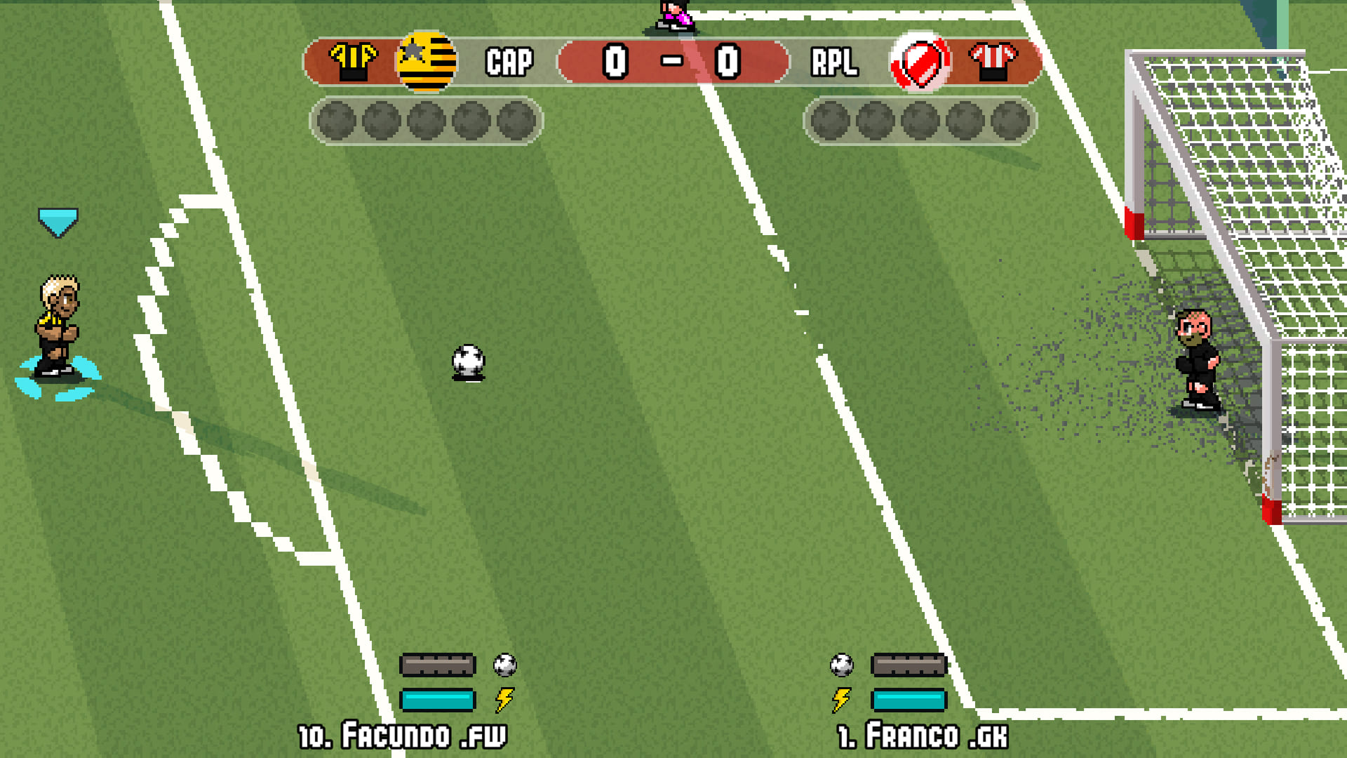 Pixel Cup Soccer - Ultimate — akcja przy polu karnym podczas meczu