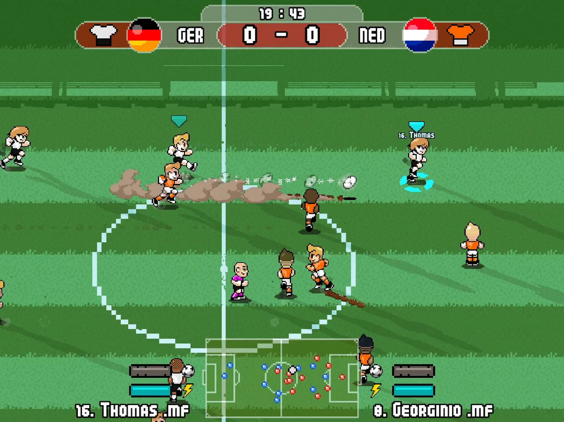 Pixel Cup Soccer - Ultimate — mecz Niemcy kontra Holandia w toku