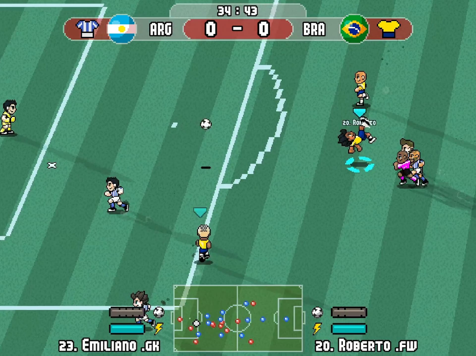 Pixel Cup Soccer - Ultimate — dynamiczna akcja podczas meczu na boisku